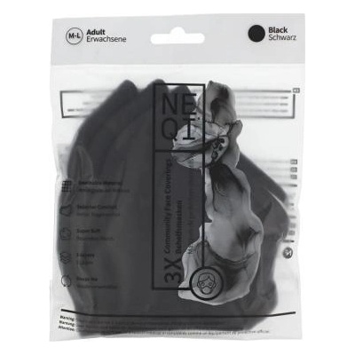 NEQI Adult Community Face Coverings M-L Black предпазнa маскa 3 бр