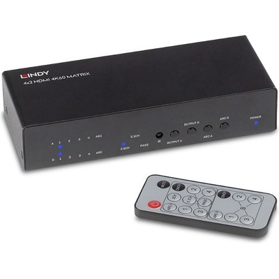 Lindy Матричен HDMI превключвател 4x2 4K60, Lindy 38084 (38084)