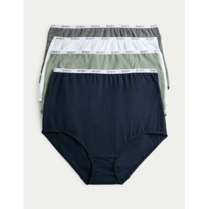 Marks & Spencer Бикини с висока талия с висок дял памук, 4 бр. Marks & Spencer сив Marks & Spencer | Siv | ЖЕНИ | 8