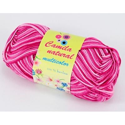 Priadza Camila natural multicolor -ružová- číslo farby 9009