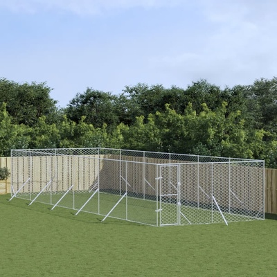 vidaXL Venkovní psí výběh stříbrný 400 x 1200 x 200 cm pozinkovaná ocel 9799.3190457