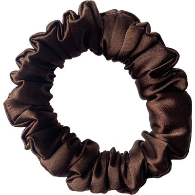 Scrunchie by Terrie – Saténová gumička na kučeravé vlasy čokoládová Veľkosť 1