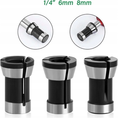 SADA 3 REDUKČNÝCH PÚZDIER PRE FRÉZKU 6MM 8MM 6,35MM