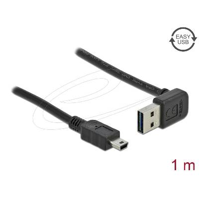 Кабел Delock EASY-USB-A 2.0 мъжко към USB Mini-B мъжко, 1m , черен (DELOCK-83543)