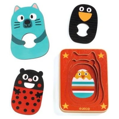 DJECO - Дървен трислоен пъзел - Макс и Ко (DJ01476)