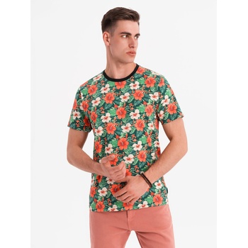 Ombre Clothing Мъжка памучна тениска с цветен печат - черна Ombre Clothing | Cheren | МЪЖЕ | S