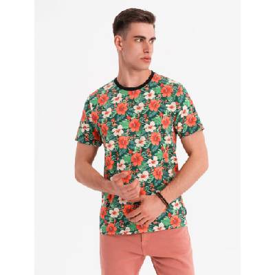 Ombre Clothing Мъжка памучна тениска с цветен печат - черна Ombre Clothing | Cheren | МЪЖЕ | S