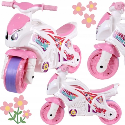 Teddies motorka růžovo-bílá plast 35x53x74cm