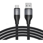 Lito - Кабел за данни (LD23T) - USB към Type-C, бързо зареждане, плетен найлон, 6A, 480Mbps, 1m - Сив