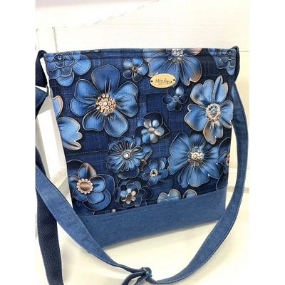 Crossbody květy denim 2