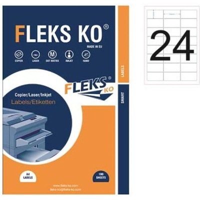 Етикети Fleks Ko Бели, обли ъгли, 64x34 mm A4, 100 л. 24 ети (520167-11-22054R)