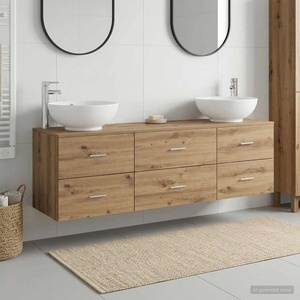 vidaXL Комплект мебели за баня 3 бр. Дъб артизан 161 x 44, 5 x 80 см (3405898)