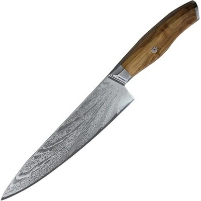 KnifeBoss kuchařský damaškový nůž Chef 8" Olive AUS10V 205 mm