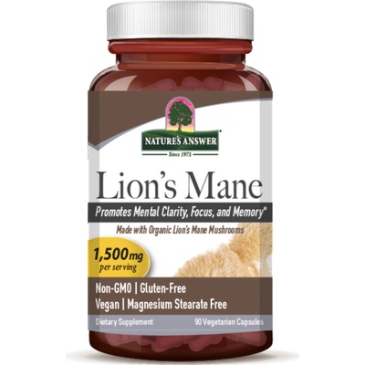 Nature's Answer Lion's Mane, extrakt z plodnice huby Lion's Mane, 1500 mg, 90 kapsúl