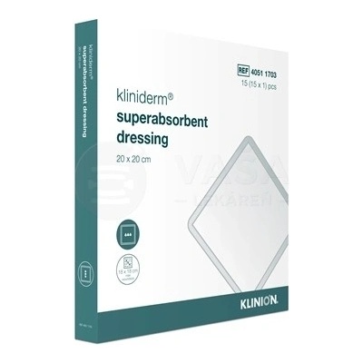 Kliniderm Superabsorbent Dressing Superabsorpčné krytie na rany 20 x 20 cm 15 ks