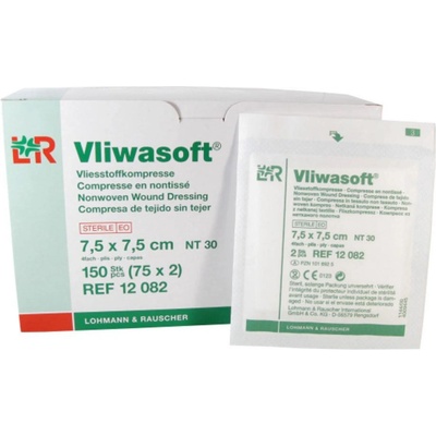 Vliwasoft kompresia sterilné netkané 7.5 x 7.5 cm / 4v 150 ks