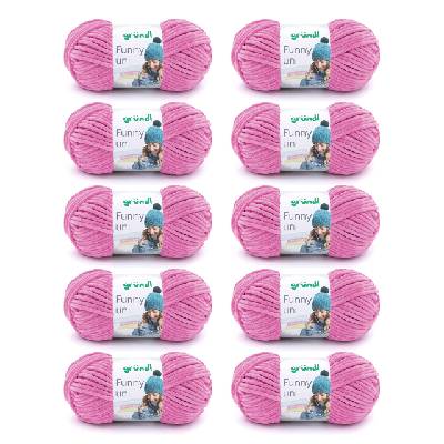 Wolle Funny uni - soft chenille wool for crocheting - cuddly and skin-friendly - 100% polyester - 10 balls 100 g / 120 m - needle size 5-6, fuchsia - 3442-10