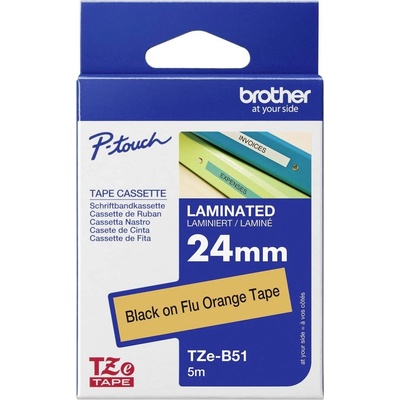 etikety Brother TZe, TZ TZe-B51 PET Farba pásky: signálna oranžová Farba písma:čierna 24 mm 5 m