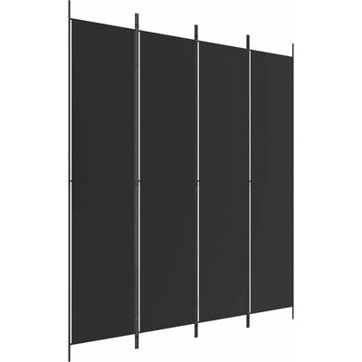 vidaXL Paraván skládací 200 × 220 cm textil černý 4dílný 350201