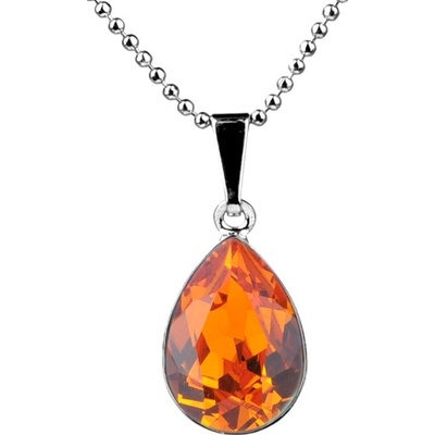 Swarovski Elements Rhodiovaný náhrdelník oranžová slzička, kapka 34252.3 Tangerine (oranžová)