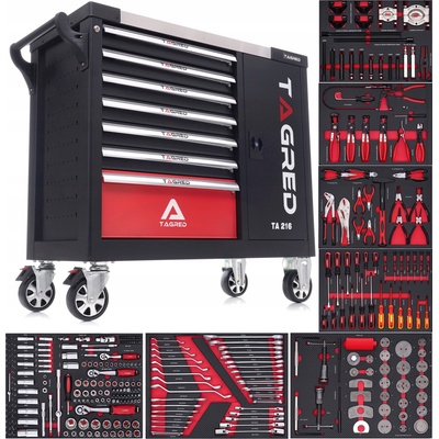 Tagred Работна количка с 306 инструмента, 72-зъбни гаечни ключове ta216 (ta216)