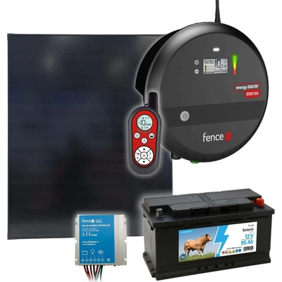 fencee Sada solární elektrický ohradník, 15J zdroj a dálkový ovladač, panel 200 W, regulátor a baterie 95 Ah