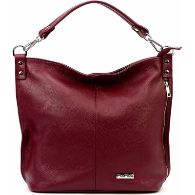 MiaMore dámska kožená kabelka 01-053 DOLLARO Shopperbag Maroon Holds A4