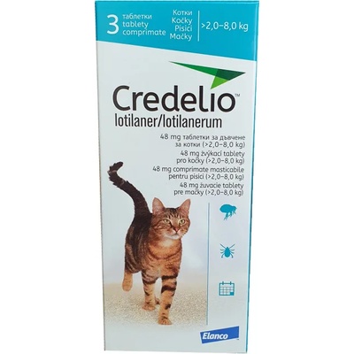 Elanco Credelio Кределио против бълхи и кърлежи за котки от 2 до 8kg, 3 табл