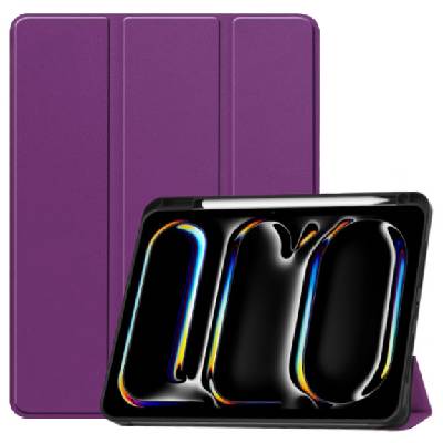 Калъф от PU кожа с място за Apple Pencil и функция заспиване за iPad Pro 11" (2024/2025) - лилаво (78224)