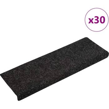 vidaXL Изтривалки за стълби, самозалепващи се, 30 бр. , 65x21x4 см, черни, с правоъгълен кант (3365693)