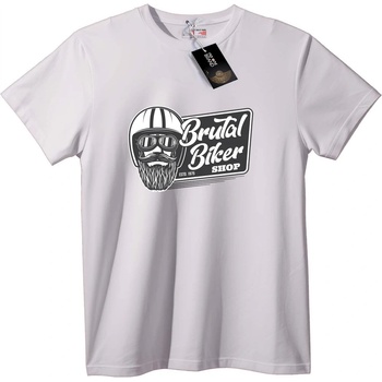NOONEBRAND Тениска Брутален Мотомагазин - 2XL, White
