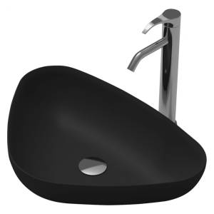 Inter Ceramic Мивка за баня Сатин 60х42 см, полимермраморен камък, черен мат (686b)