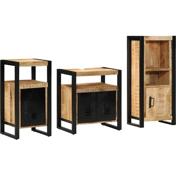 vidaXL Комплект мебели за баня с чекмедже 3 pcs Солидно мангово дърво (3305614)