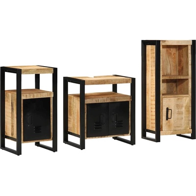 vidaXL Комплект мебели за баня с чекмедже 3 pcs Солидно мангово дърво (3305614)