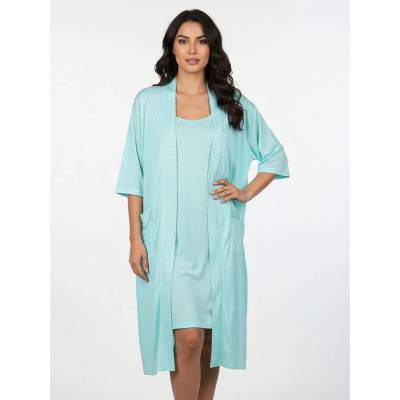 Комплект от халат и нощница в тюркоазено