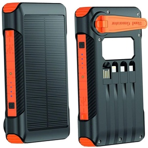 2GO 797255 Power Bank 10000mAh Слънчев панел и ръчен манивела - Черно (797255)