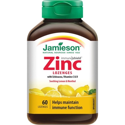 Jamieson Zinok s Vitamínmi C a D3 pastilky s príchuťou citróna 60 tabliet