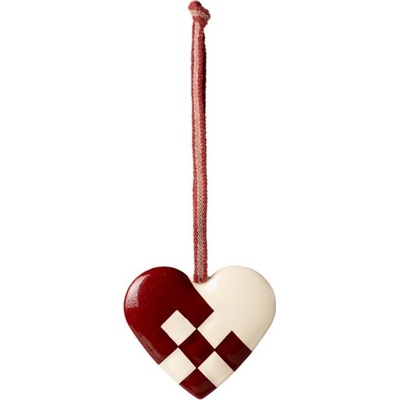 Vánoční plechová ozdoba Braided Heart Red Maileg