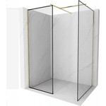 Mexen Kioto преградна стена за душ Walk-in 130 x 120 см, черна рамка, златна четкована - 800-130-202-55-70-120 (800-130-202-55-70-120)