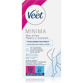 Veet Minima Hypoallergenic восъчни ленти за епилация за крака 12 бр