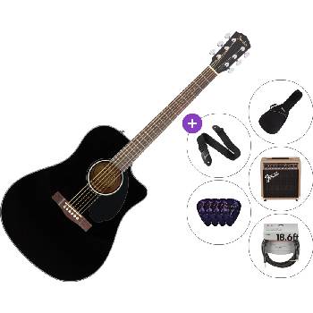 Fender CD-60SCE Dreadnought WN Deluxe SET Black Електро-акустична китара Дреднаут