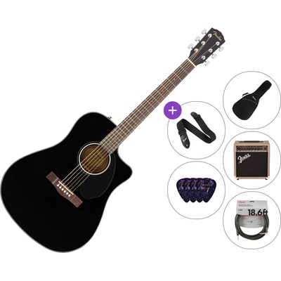 Fender CD-60SCE Dreadnought WN Deluxe SET Black Електро-акустична китара Дреднаут