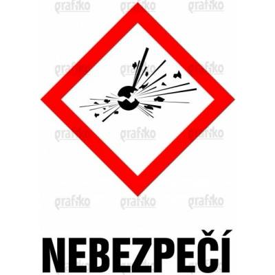Grafiko | GHS 01 - výbušné látky - symbol se signálním slovem Nebezpečí - Materiál Samolepící PVC folie, Rozměr 148x105mm