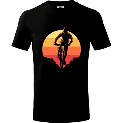 MTB cyklista a západ slnka tričko detské čierna