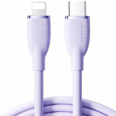 SA29-CL3 силиконов кабел за бързо зареждане и пренос на данни 30W USB-C / Lightning за iPhone / iPad / iPod / AirPods - 1, 2 м - светлолилав (75385)