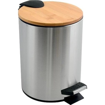 Spirella pedálový odpadkový koš ADONIS, kartáčovaná ocel, bambusové víko, 5 L 10_00008