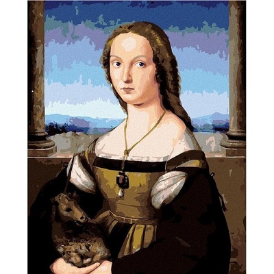 zuty Malování Podle Čísel Dáma S Jednorožcem Raffaello Santi 80 x 100 Cm Plátno