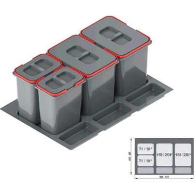 REJS PRAKTIKO 80/40/4 do zásuvky 2 x 20 l + 2 x 9 l šedý