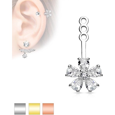 Šperky Eshop ozdoba na puzetovou náušnici nebo piercing čirý zirkonový kvítek AB32.13 Měděná