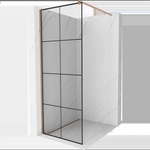 Mexen Kioto душ параван Walk-in 80 x 200 cm, черна решетка 8 mm, полирана мед (800-080-101-65-77)